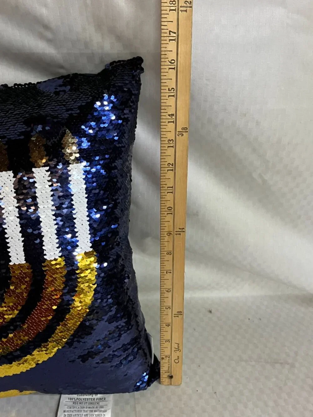 Storehouse Hanukkah Menorah Sequin Throw Pillow 18x18 Navy Blue Gold Holiday